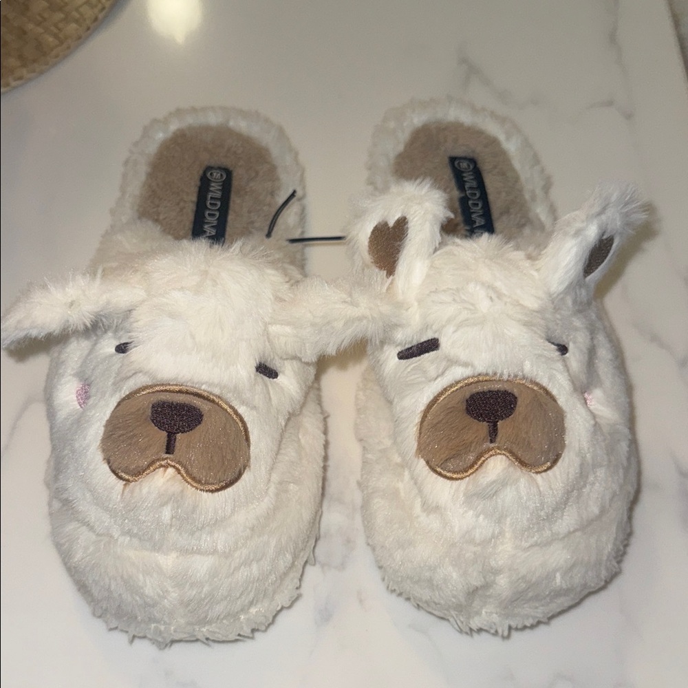 Plush White Slippers